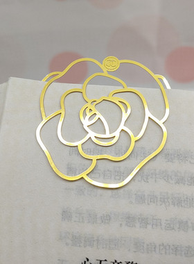 美妆护肤柜台礼品 山茶花金属书签