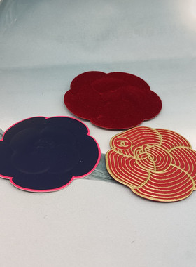 柜台赠送山茶花贴花 红色 蓝色 金边 打包装饰贴花