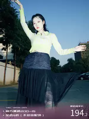 Uua original designer Chen Yanzhen with black mosaic mesh skirt women's high waist thin middle skirt