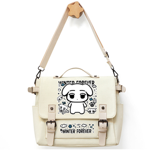 Aespa金冬天咖喱狗周边金玟庭手提单肩包女学生斜挎包帆布包书包