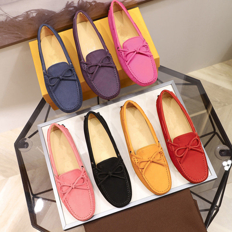 外贸鹿皮磨砂豆豆鞋女真皮 韩版百搭平底休闲懒人驾车鞋