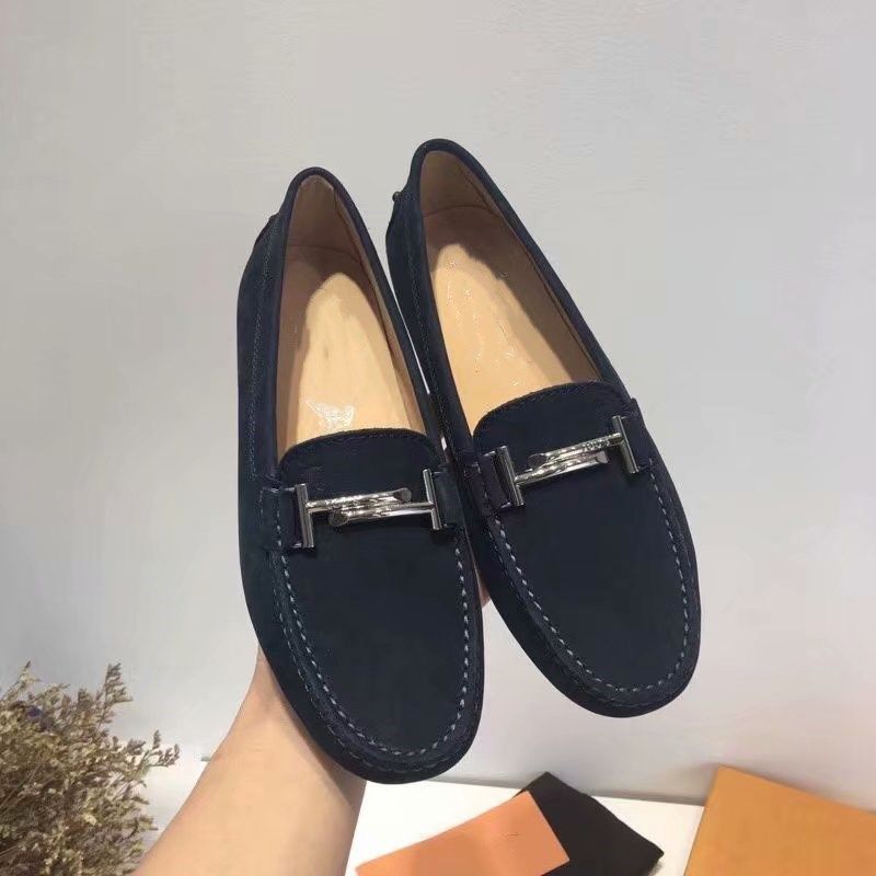 2023春夏新款真皮软底豆豆鞋百搭单鞋女一脚蹬懒人平底鞋鹿皮