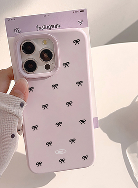 ins风日韩风蝴蝶结适用苹果16promax手机壳iphone13新款15pro女款14少女心紫色创意11全包简约硅胶12保护套