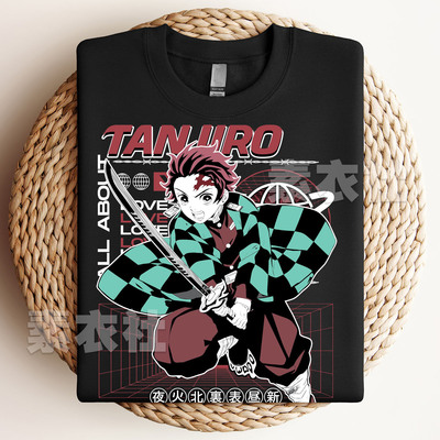 灶门炭治郎儿童成人纯棉周边鬼灭之刃tanjiro日之呼吸短袖T恤