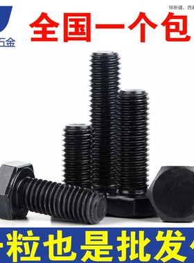 M3M4M5M6不锈钢304黑色外六角螺丝螺钉螺栓镀黑锌单头全牙DIN933