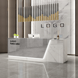 简约现代收银台公司接待台艺术吧台美容院饭店柜台烤漆培训办公桌