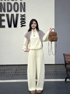 弯刀阔腿裤 女百搭卫衣 三件套S7608 显瘦休闲披肩套装 2026春新韩版