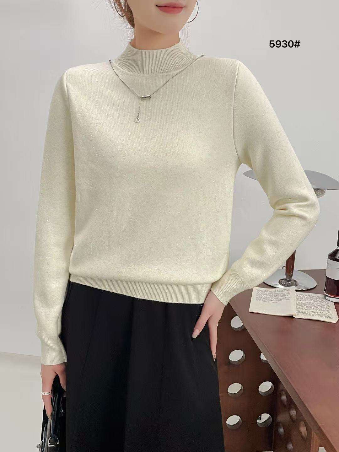 半高领一体绒项链针织上衣宽松软糯毛衣2025秋冬韩版打底衫5930