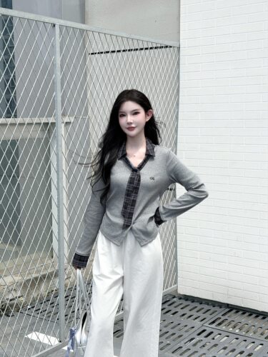 假两件撞色长袖衬衫女秋新学院风蝴蝶结系带小衫洋气显瘦上衣S618