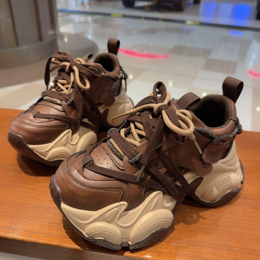 欧货重工绑带厚底老爹鞋女2026春新款小个子增高休闲运动百搭潮鞋,女鞋,老爹鞋,淘宝优惠券,粉丝福利购,淘宝优惠卷