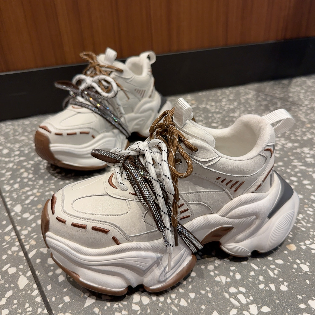 欧货重工撞色厚底老爹鞋女2026春新款小个子增高休闲运动鞋百搭潮