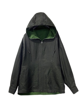 B2636-新款男士桑蚕丝江海云崖缇花香云纱双面穿连帽外套