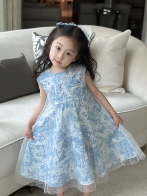 新中式古典印花无袖连衣裙