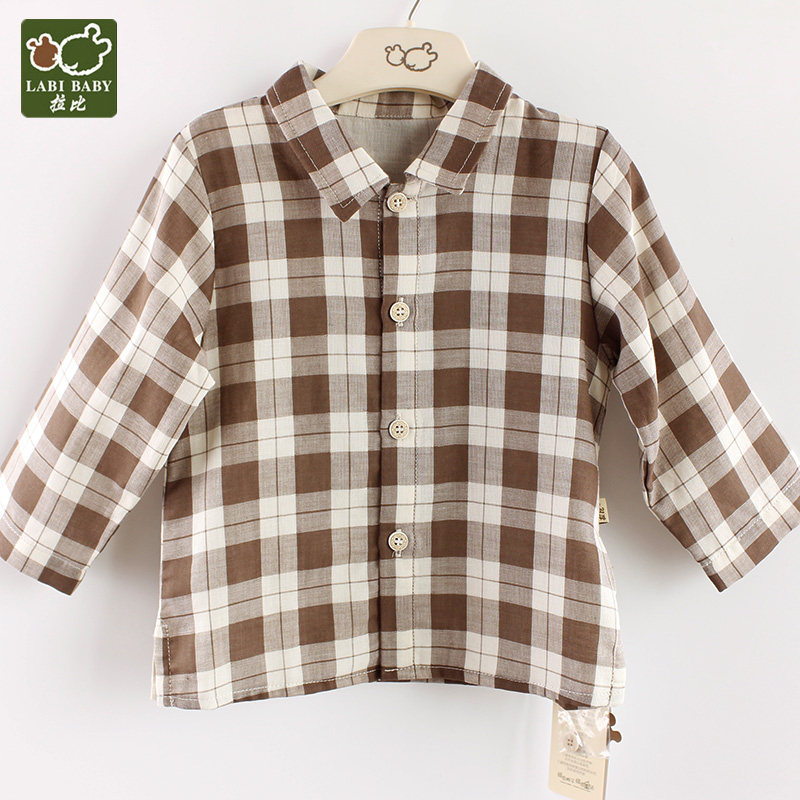 拉比童装LPBBB12001 舒雅反领衣 宝宝长袖纱布衬衫透气包邮春秋