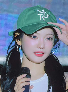 宁艺卓同款帽子软顶字母帽子简单百搭洋气遮阳帽女夏季绿色棒球帽