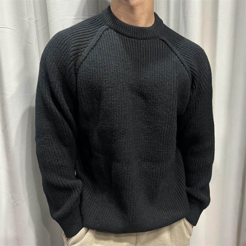 秋冬新款毛衣男潮牌宽松圆领套头保暖运动健身休闲针织上衣