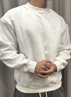 秋冬380g大码重磅宽松圆领卫衣男运动健身显壮上衣廓形套头衫外套