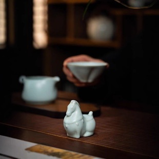 汝窑茶杯主人杯单杯品茗茶盏陶瓷个人专用功夫茶具汝瓷葫芦乾坤杯