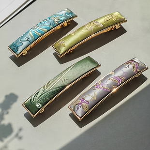 新中式宋锦发夹女高级感国风发饰2025新款高端弹簧复古夹子头饰