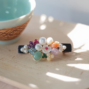 包邮 发夹边夹复古头饰 新款 天然珍珠水晶高档奢华气质发饰2020夏季