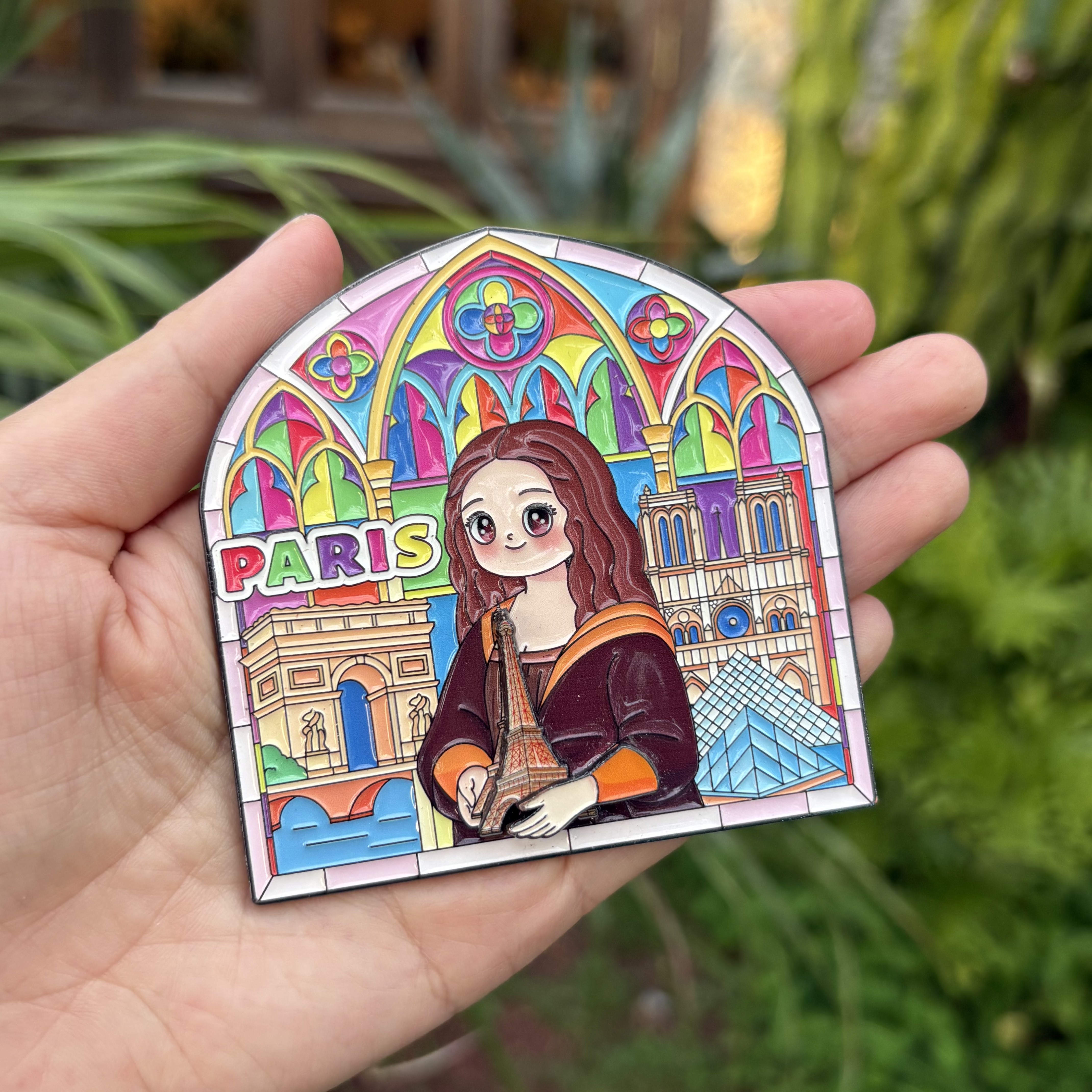 巴黎创意蒙娜丽莎冰箱贴金属磁吸旅游纪念品送女友闺蜜生日礼物