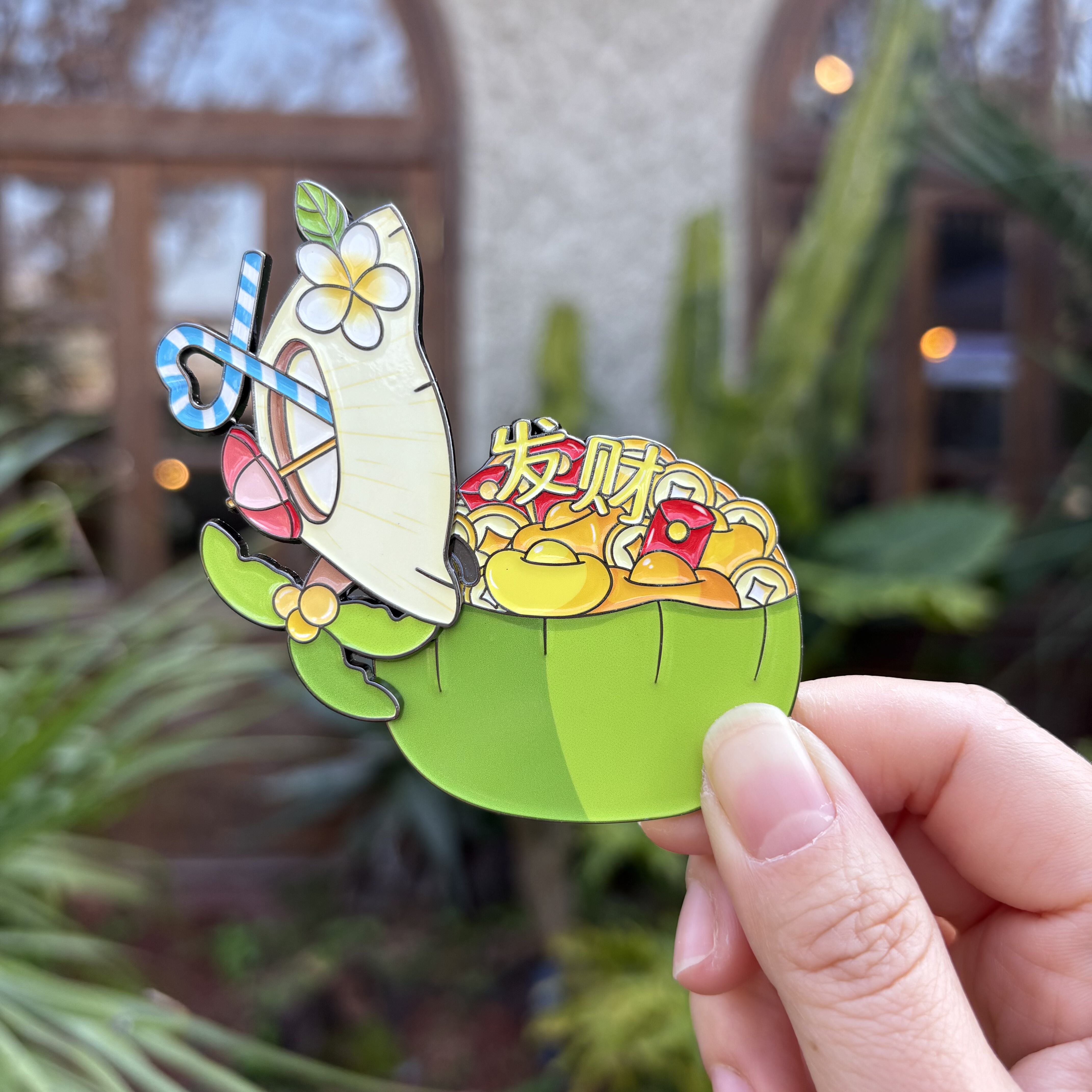 礼盒装海南椰子左滑见财字金属冰箱贴三亚文创纪念品旅游城市礼物