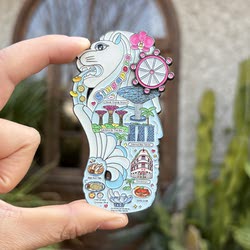 新加坡鱼尾狮金属冰箱贴礼盒 高颜值文创纪念品旅游伴手礼