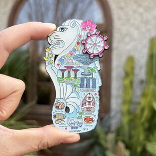 新加坡鱼尾狮金属冰箱贴礼盒 高颜值文创纪念品旅游伴手礼