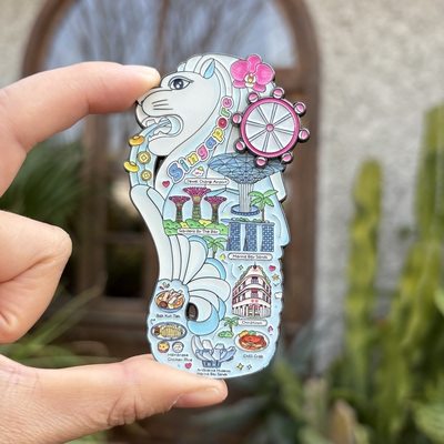 新加坡鱼尾狮金属冰箱贴礼盒 高颜值文创纪念品旅游伴手礼