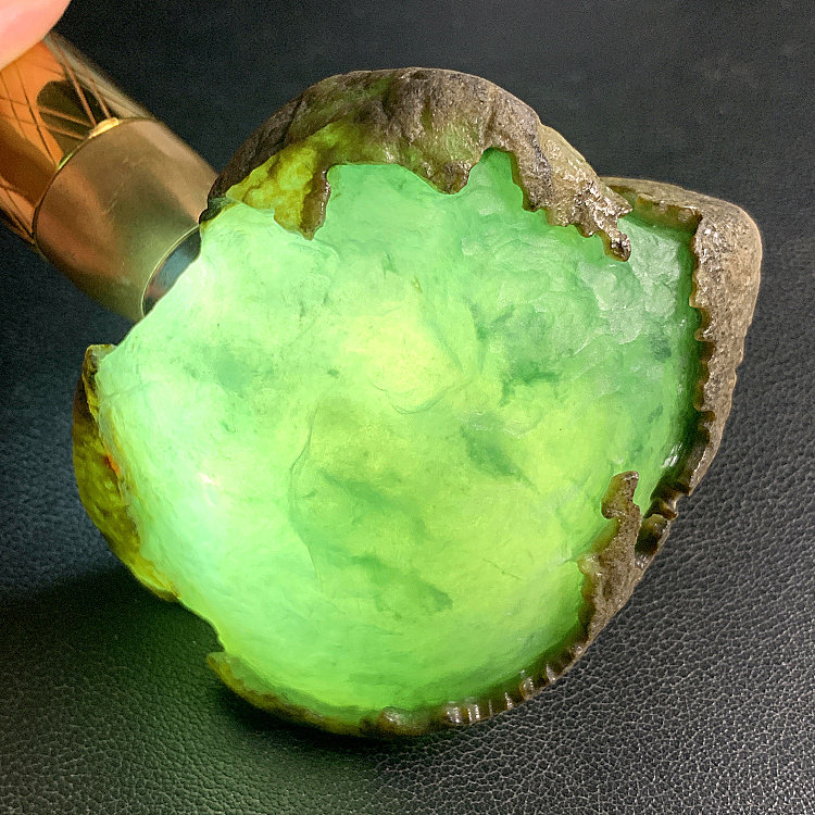 冰种飘绿色花蓝色花起光老莫西沙开窗翡翠原石色料起光果冻冰裸石