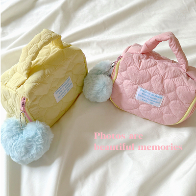 SEEUSODA/原创软萌少女感大容量化妆包可爱毛毛爱心ccd收纳包