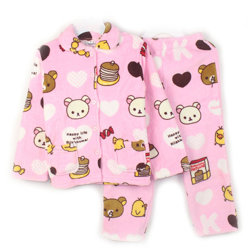 珊瑚绒女童卡通风秋季小孩家居服