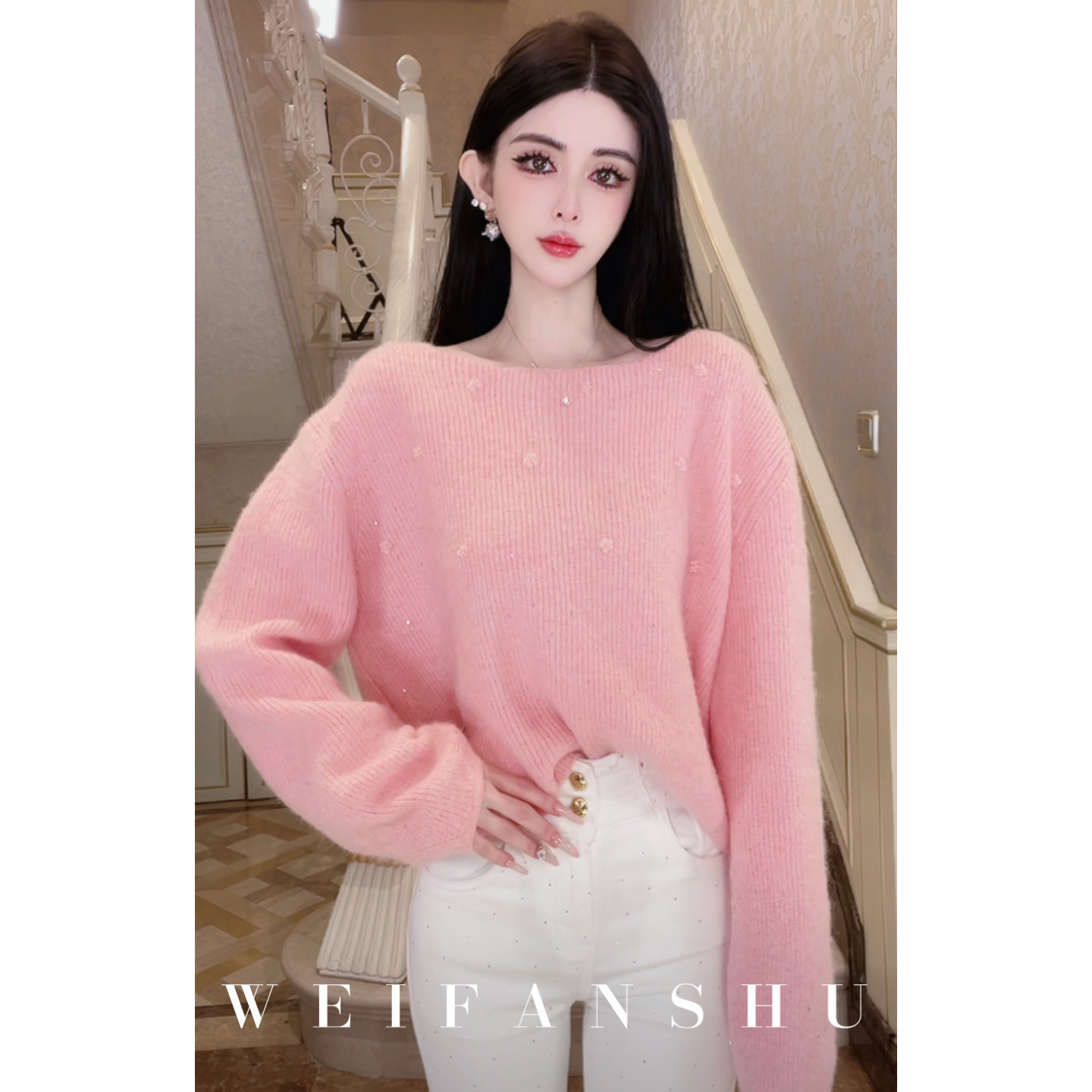 凡舒轻奢 心软的神2025年秋冬新款圆领宽松时髦氛围毛衣甜美百搭