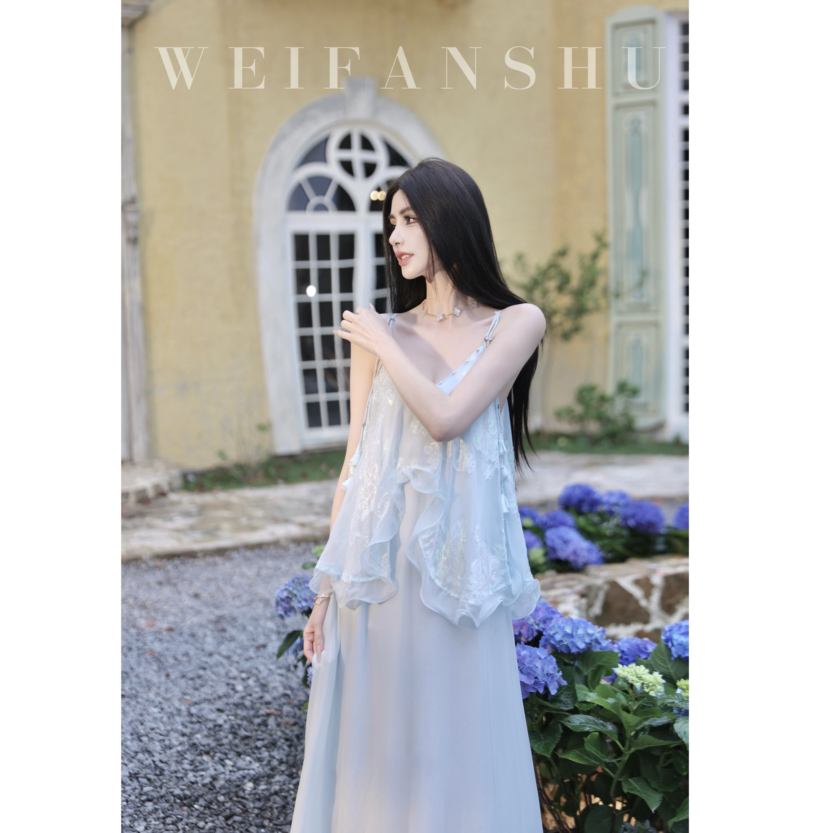 凡舒轻奢 浪花轻吻2026年春夏新款乔其真丝吊带连衣裙气质仙气