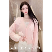 凡舒轻奢 百搭时尚 冬日和弦2026年秋冬新款 设计感甜美羊绒开衫