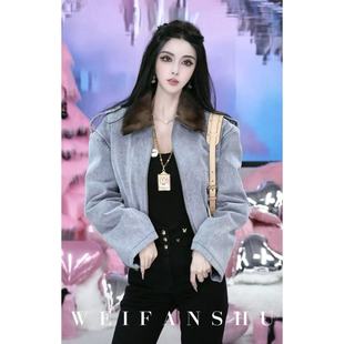 百搭 牛仔拼水貂内胆外套时尚 凡舒轻奢 巴黎风尚2025年秋冬新款