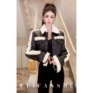 凡舒轻奢 Bella街拍2026年秋冬新款设计感进口羊毛羊皮外套百搭