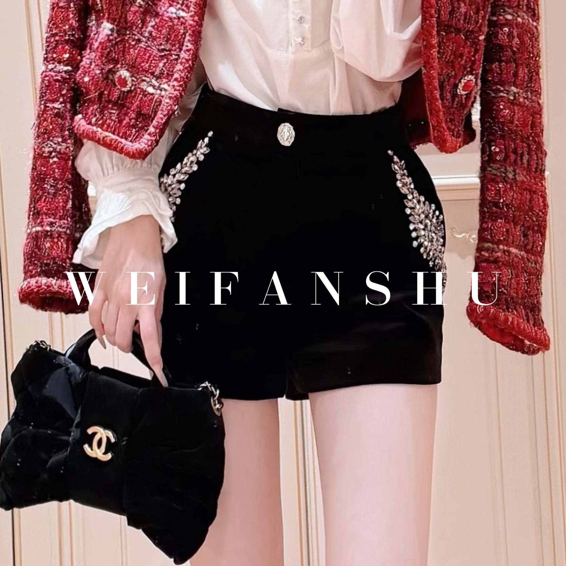 凡舒轻奢 爱恋伯爵2025年秋冬新款设计感气质高腰显瘦短裤百搭