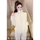 针织拼接水貂羊绒外套百搭时尚 凡舒轻奢 暖冬老钱2025年秋冬新款