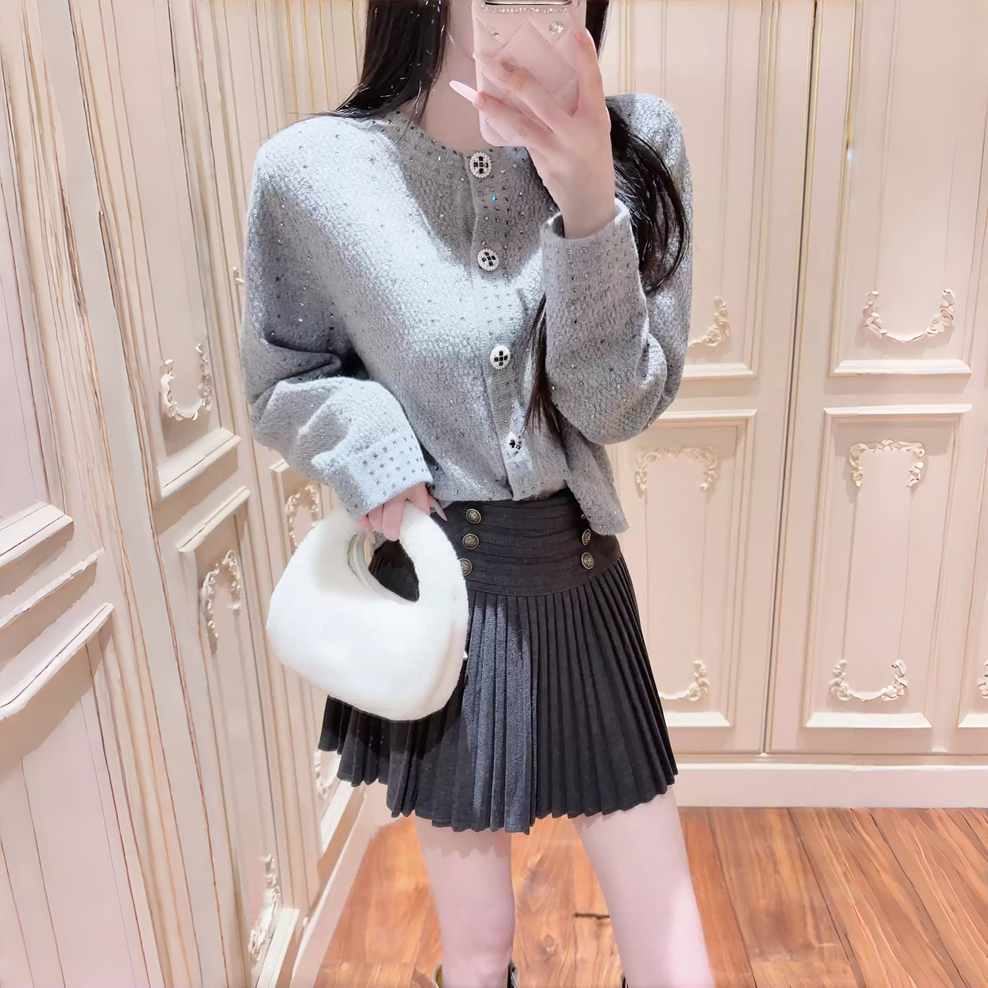复古A字百褶短裙女小个子半身裙图片