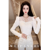 凡舒轻奢 上衣甜美时尚 邂逅初春2025年秋冬新款 气质蕾丝拼接长袖