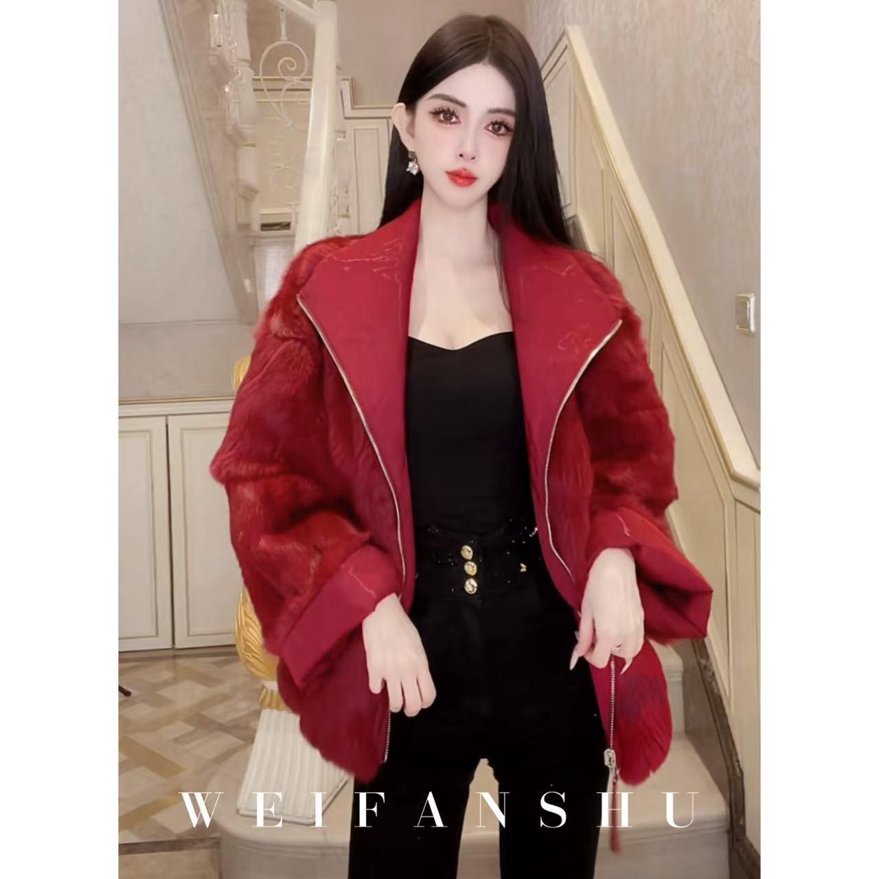 凡舒轻奢 心软的神2025年秋冬新款双面兔毛正反两穿皮草外套百搭