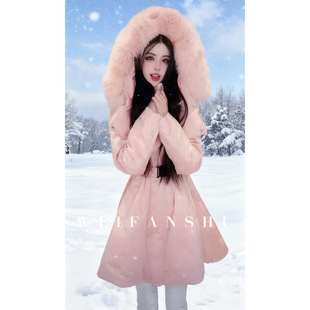 收腰连帽鹅绒外套保暖 中长款 凡舒轻奢 浪漫存档2025年秋冬新款