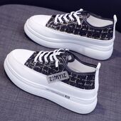 女士新款 2026春季 百搭板鞋 帆布鞋 厚底透气内增高防滑休闲软底单鞋