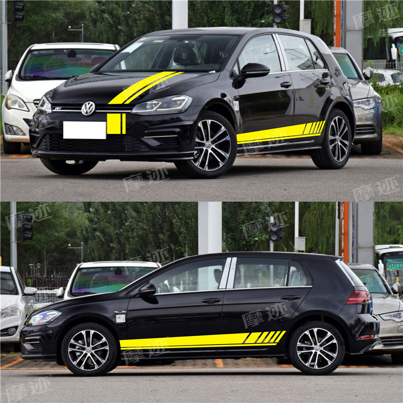 适用于大众高尔夫GOLF车贴拉花POLO改装饰车身贴纸汽车机盖侧裙贴