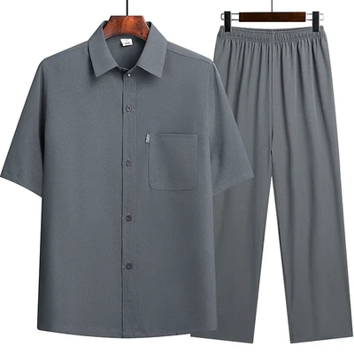 夏季新款时尚短袖衬衫套装