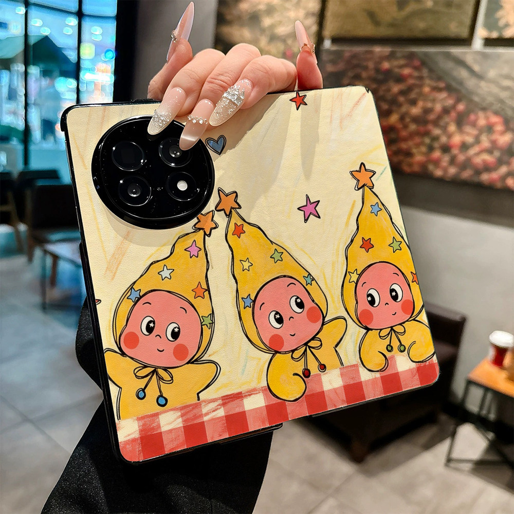 星星人适用OPPO Find N5手机壳FIND N6新款折叠屏N4高档防摔保护套创意高级感磁吸休眠翻盖皮纹