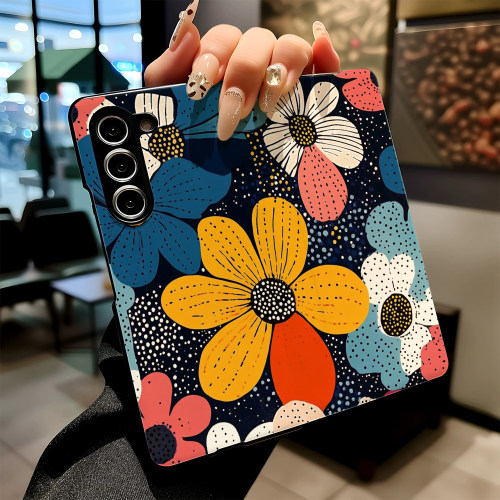 撞色花卉适用三星Galaxy Z Fold 7手机壳女新款zfold6/5折叠屏磁吸翻盖W25/w24全包防摔保护套