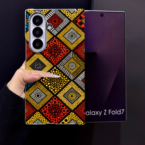 点彩菱形四方适用三星Galaxy Z Fold5手机壳Z Fold7新款Fold6折叠屏Fold3高级感贝壳纹磁吸防摔保护套