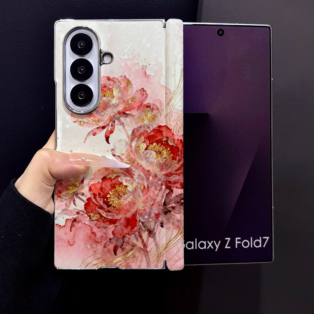 金箔红牡丹适用三星Galaxy手机保护套/壳